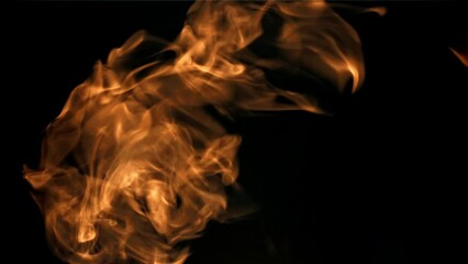 Wall Mural - Flames on black background. Filmed is slow motion 1000 fps. High quality FullHD footage