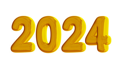 Poster - 2024 number in 3d rendering for new year and calendar concept