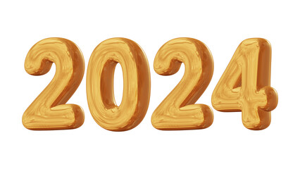 Poster - 2024 number in 3d rendering for new year and calendar concept