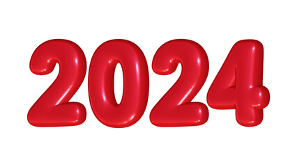 Poster - 2024 number in 3d rendering for new year and calendar concept