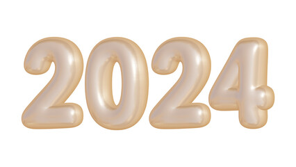 Poster - 2024 number in 3d rendering for new year and calendar concept