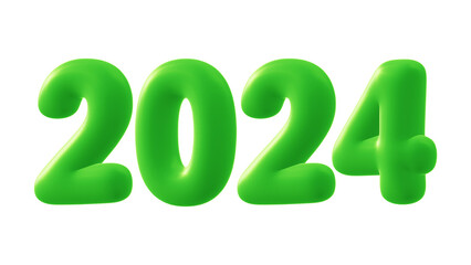 Poster - 2024 number in 3d rendering for new year and calendar concept