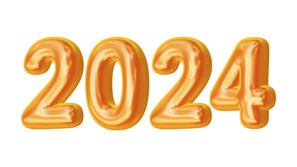 Poster - 2024 number in 3d rendering for new year and calendar concept