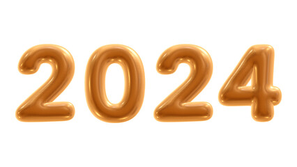 Poster - 2024 number in 3d rendering for new year and calendar concept