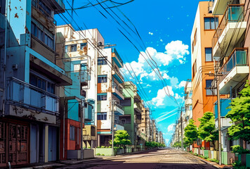 an anime inspired street, typical japan city