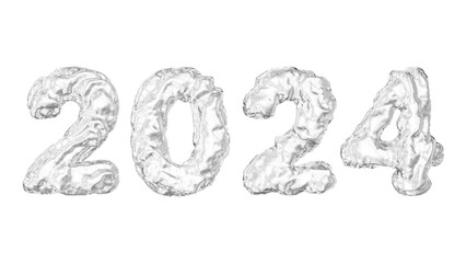 Poster - 2024 number in 3d rendering for new year and calendar concept