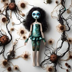 Wall Mural - Image of a creepy horror toy doll. (AI-generated fictional illustration)
