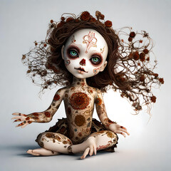 Wall Mural - Image of a creepy horror toy doll. (AI-generated fictional illustration)
