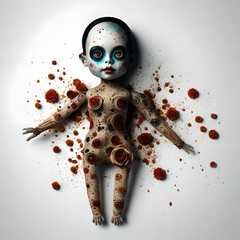 Wall Mural - Image of a creepy horror toy doll. (AI-generated fictional illustration)
