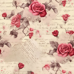 vintage newspaper floral seamless pattern ai generated