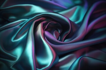 Poster - Holographic silk texture playful color. AI generated