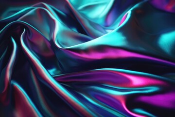 Poster - Holographic silk texture playful color. AI generated
