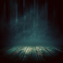 Spooky Halloween Background With Empty Wooden Planks, Dark Horror Background. Celebration Theme, Copyspace For Text. Ideal For Product Placement