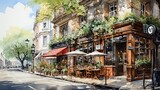Fototapeta Na drzwi - Old coffeeshop on the cities of London and paris