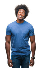 Poster - Afro american man over isolated background smiling looking side and staring away thinking.