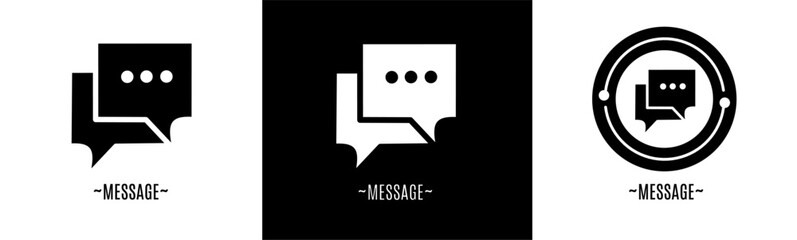 Message logo set. Collection of black and white logos. Stock vector.