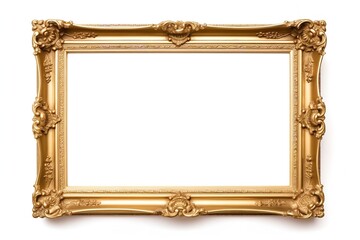 gold picture frame isolated on white background png