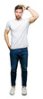 © Krakenimages.com - Handsome man wearing casual white t-shirt confuse and wonder about question. Uncertain with doubt, thinking with hand on head. Pensive concept.