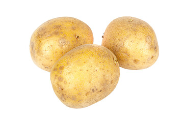 Wall Mural - three potatoes on white background, isolated png file