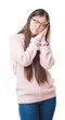 © Krakenimages.com - Young Chinese woman over isolated background wearing glasses sleeping tired dreaming and posing with hands together while smiling with closed eyes.
