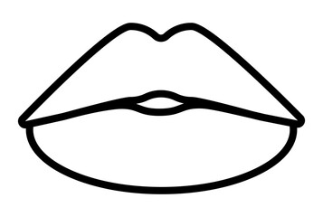 Wall Mural - Lips kiss line icon valentines day sign flat minimalist symbol art