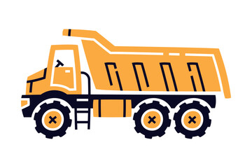 Sticker - Dump Truck as Construction Equipment and Heavy Machine for Industrial Work Vector Illustration