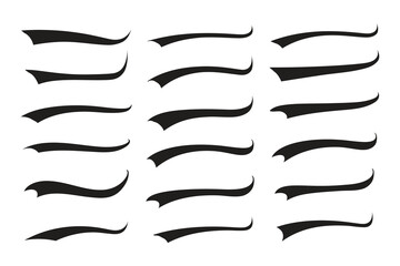 Text Tails Swoosh Baseball Sign, Typography font curve tail, font swoosh tail ornamental vector, baseball tail shape for text ornaments football or athletics tail, ornamental swash underline Swirl
