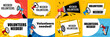 © 4zevar - Volunteers needed. Megaphone banner vector set 8 in 1