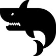Minimalistic black silhouette shark vector graphic icon symbol