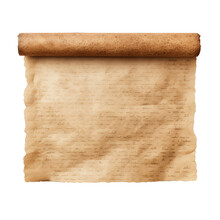 Old Textured Wide Papyrus Scroll With Ancient Egypt Hieroglyphics Isolated On White Background Illustration.