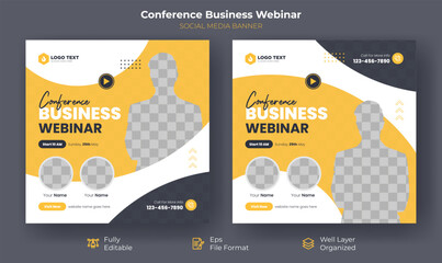 Wall Mural - Conference business webinar social media post banner template