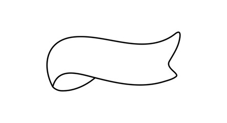 Wall Mural - Line ribbon banner icon, Web design element. Hand drawn vector illustration. Place for your text for business, greeting card and holidays copy space