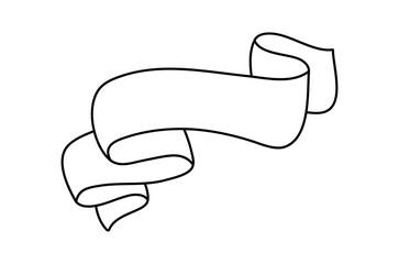 Wall Mural - Line ribbon banner icon, Web design element. Hand drawn vector illustration. Place for your text for business, greeting card and holidays copy space