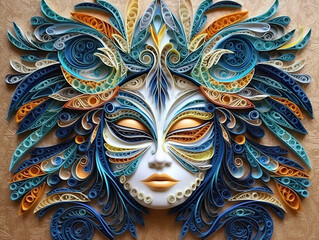 Wall Mural - A close up of a paper sculpture of a woman