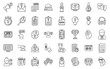 © anatolir - Quiz icons set outline vector. Poll exam. Mark help
