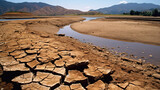 desert area, cracks in the ground. ground surface with cracks. drought on earth, background of a man-made disaster