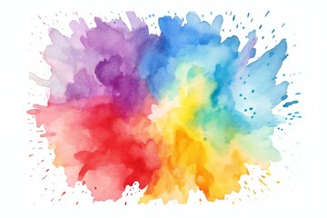 Wall Mural - watercolor design element with rainbow colors on white background generative ai