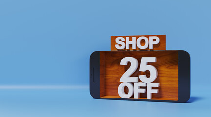 Online Mobile Shopping 25 Percent Discount with Pastel Color Background