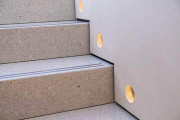 Interior stair with step light recessed in the wall