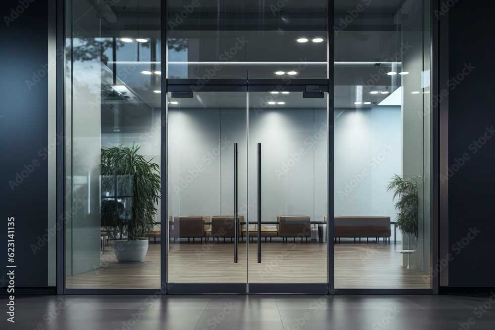 Modern office builidng. Contemporary corporate architecture. Front of commercial luxury building