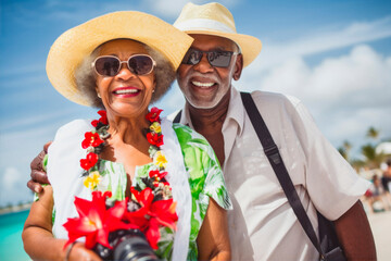 Wall Mural - black grandparents on holiday