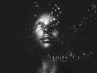 Aufkleber - Virtual Digital head of Artificial Intelligence (AI). deep learning concept. Hologram. 3d rendering