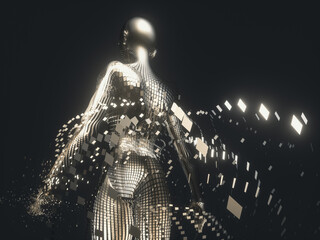 Aufkleber - Virtual Digital of Artificial Intelligence (AI). deep learning concept. Hologram. 3d rendering