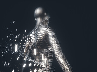 Aufkleber - Virtual Digital of Artificial Intelligence (AI). deep learning concept. Hologram. 3d rendering