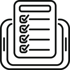 Poster - Tablet test result icon outline vector. Medical lab. Digital computer