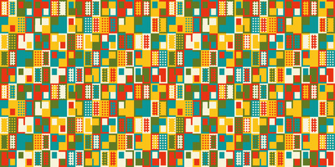 Leinwandbilder - Multicolored abstract rectangles. Vector colorful patchwork. Seamless abstract pattern of colored pieces of matter.