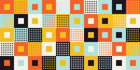 Fototapete - Multicolored abstract squares. Vector colorful patchwork. Seamless abstract pattern of colored pieces of matter.