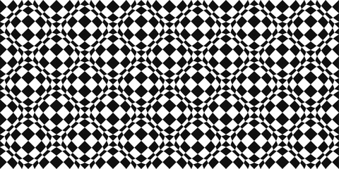 Poster - Checkered rhombuses. Vector simple black and white and raised seamless racing flag. For print, seamless interior, wallpaper pattern.