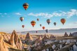 Colorful Balloons Floating Over Cappadocia, Turkey