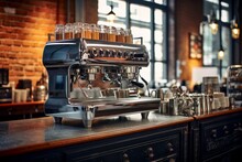 Espresso Machine At A Coffee Bar